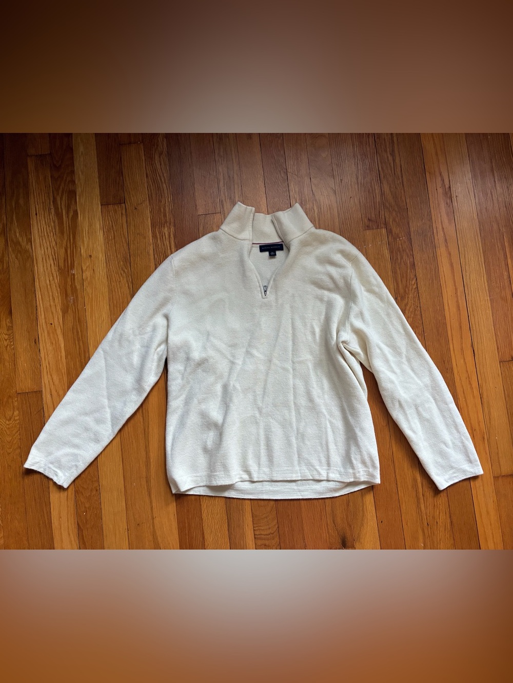 Banana Republic Cream Quarter-Zip Knit Sweater - Wool Blend